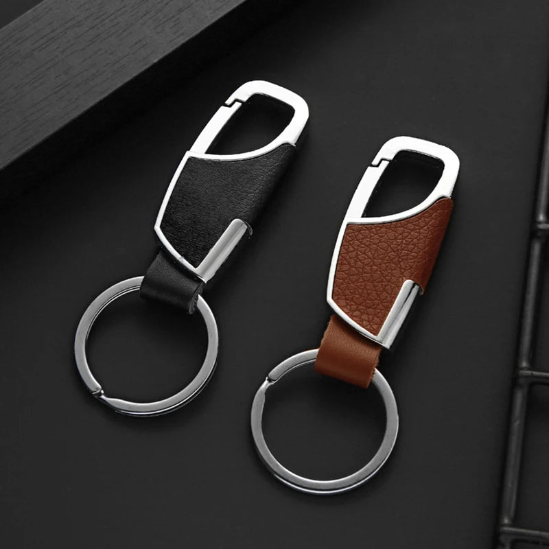 1PC Simple Fashion Creative Trendy Zinc Alloy Leather Keychain Unisex Metal Waist Keychain Gift Key Ring Car Keychain