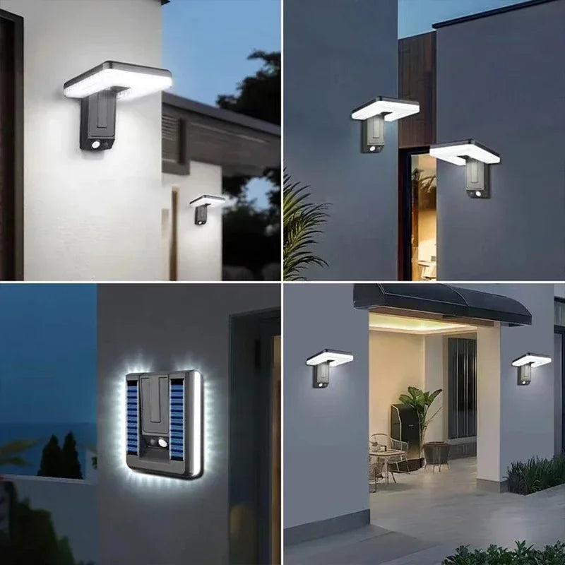Lampada da parete solare LED pieghevole 120°, impermeabile con sensore di…
