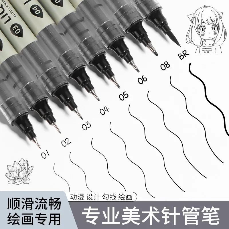 Professional 5/8pc Manga Art Marker Set Fine Line Sketch Pens for Drawing Illustration & Calligraphy Artist School Supplies Kit