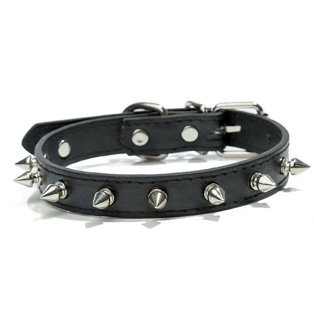 Collare con borchie in pelle PU per cani di piccola taglia – stile punk