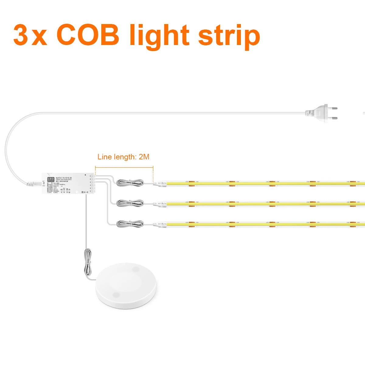 COB LED Strip Light (1‑6 pcs) – Under‑Cabinet, Display, Touch Dimmer, Bookcase, Wardrobe, Motion‑Sensor, Penet Wood Closet Lamp