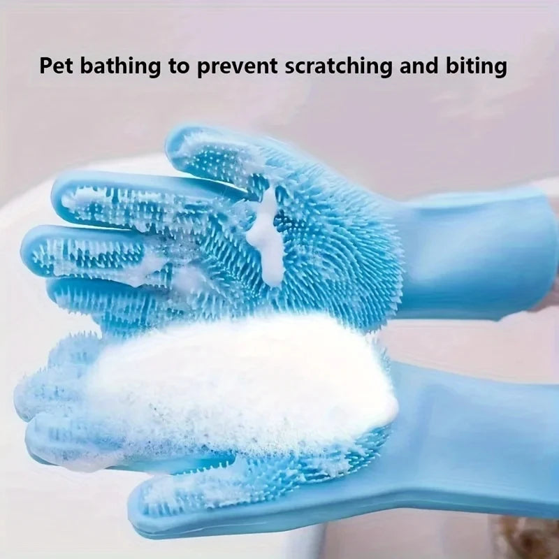 Guanti in Silicone per Toelettatura Animali – Rimuove Pelo, Deterge e Massaggia