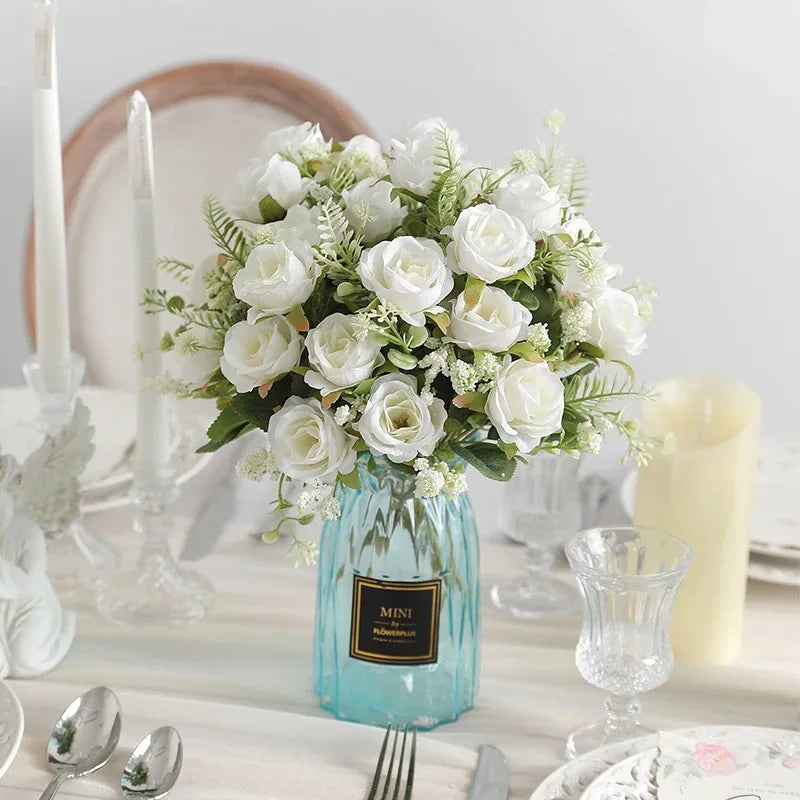 Bouquet di Rose Artificiali in Seta – 30 cm, Decorazione Matrimonio e Casa