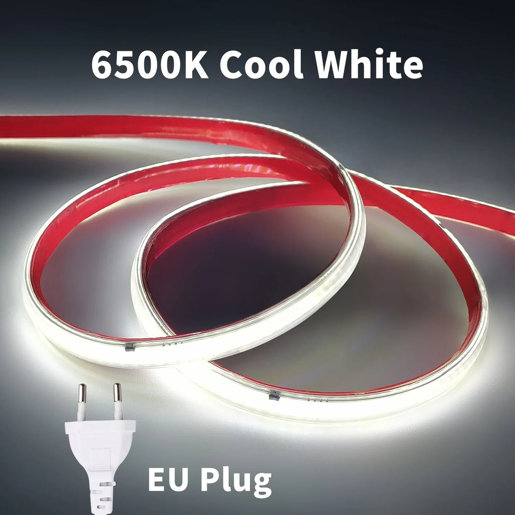 Striscia LED COB 220V 296 LED/m, alta luminosità, impermeabile e flessibile