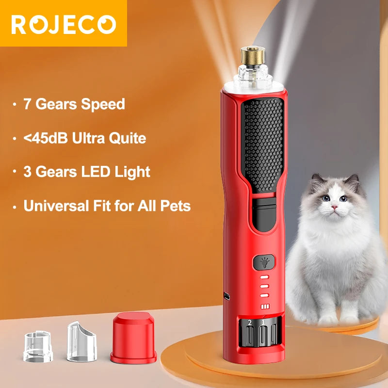 Macinatore elettrico ricaricabile per unghie di cani e gatti con LED e 7…