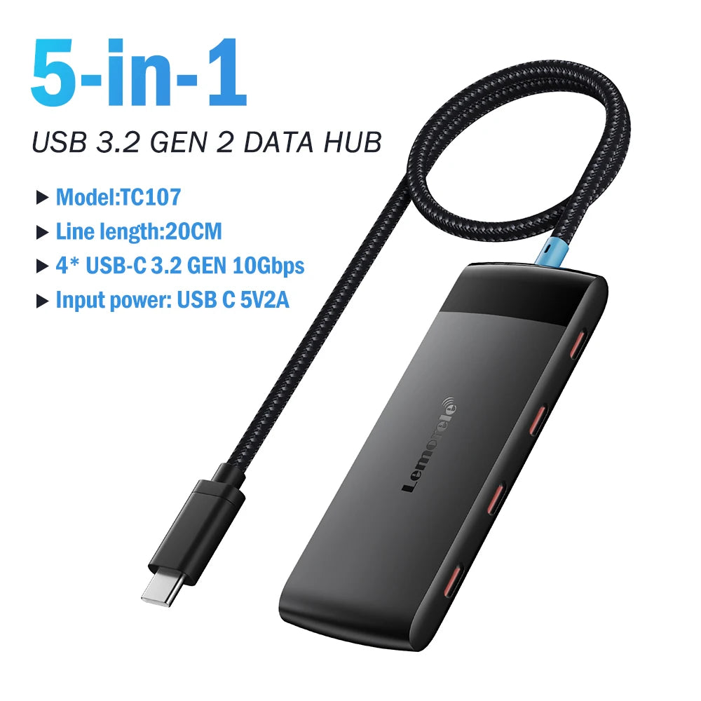 Hub USB 3.0 Type‑C 4 porte per laptop – compatibile con Lenovo, MacBook, Dell