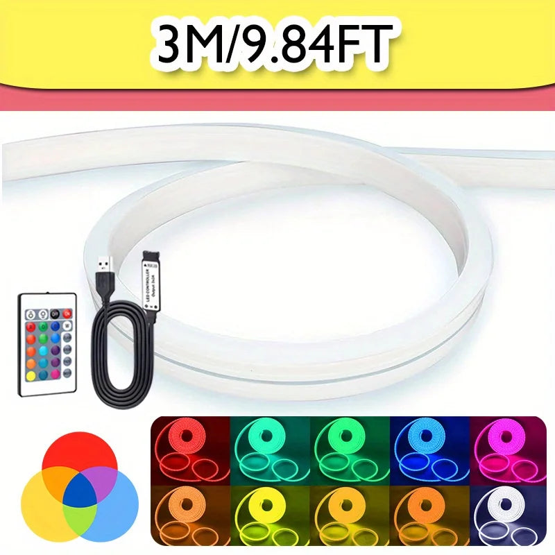USB Neon LED Strip Light Flexible Colour Changing Lights 5V SMD 3535 Neon Rope Lights USB Cuttable Neon Rope Light for Bedroom
