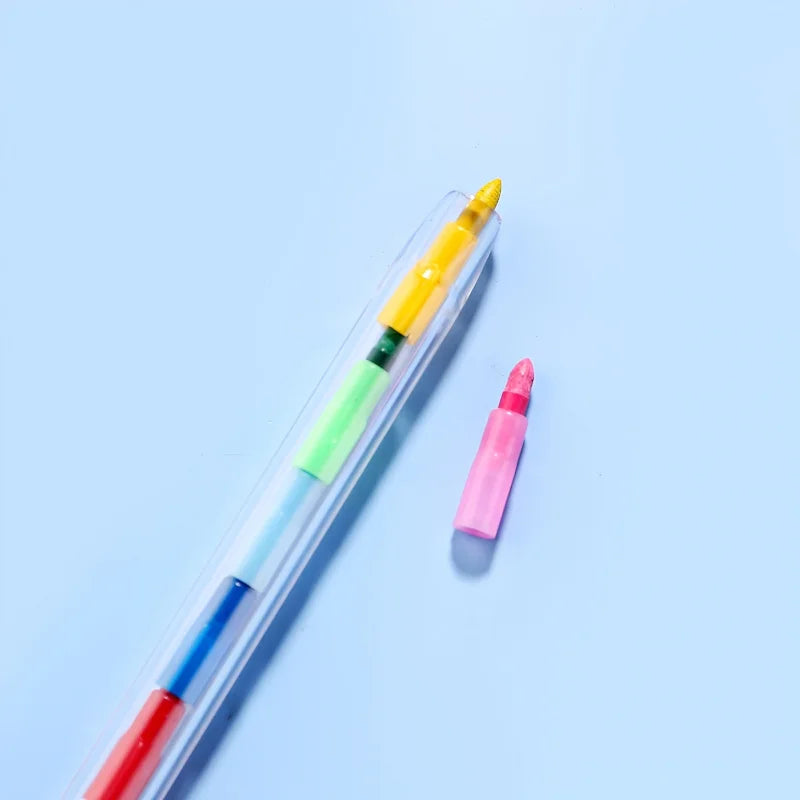 Set di 12 Pastelli Colorati impilabili – Ideali per scuola, ufficio e feste