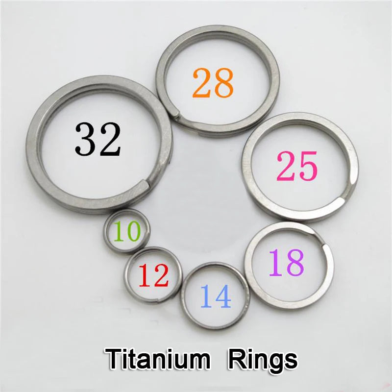 2PCS/lot Titanium TC4 Ti Round Metal Keyring EDC Split Key Ring Key Chain 10mm/12mm/14mm/18mm/25mm/28mm/32mm FW136