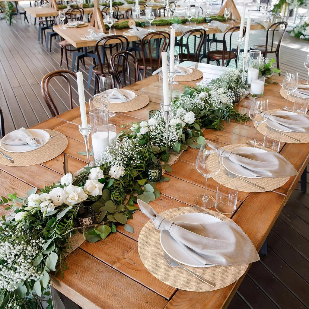 20-60 Pieces Burlap Round Placemats Heat Resistant Jute Table Mat Circle Rustic Table Decoration Wedding Dinner Farmhouse Supply