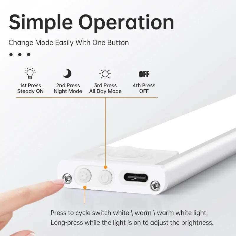 Lampada notturna a LED con sensore di movimento, ricaricabile, per armadi e…