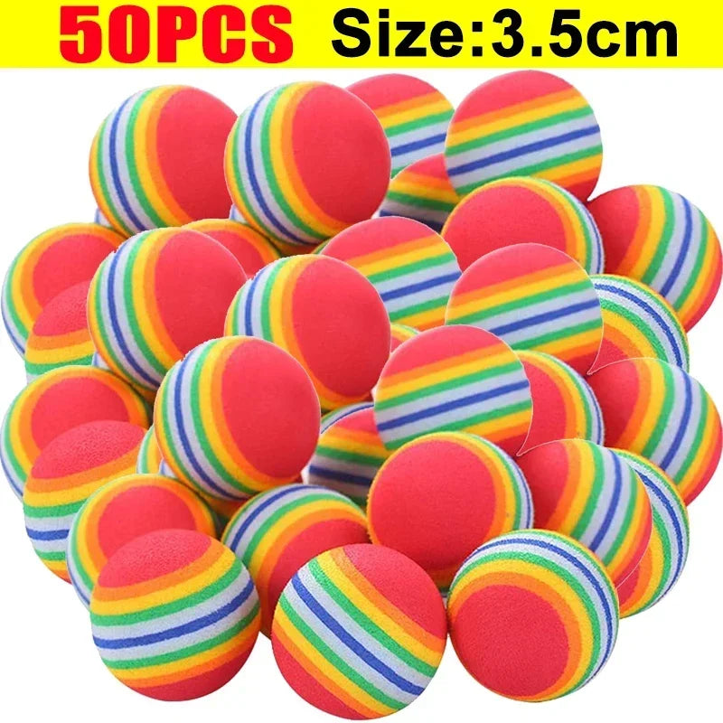 Palline giocose arcobaleno EVA per cani e gatti – Set da 10/30/50/100