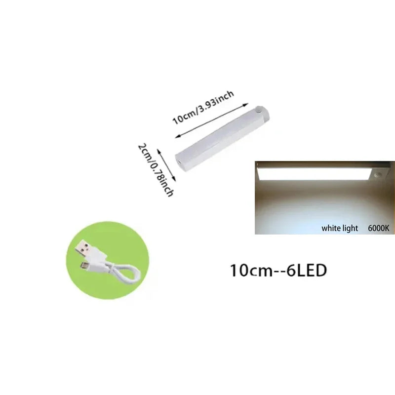 Luce LED ricaricabile con sensore di movimento e fissaggio magnetico per armadi