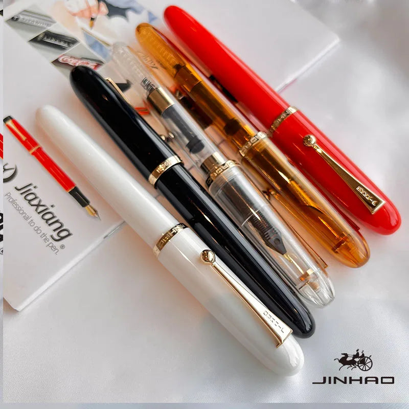 Penna stilografica acrilica trasparente marrone con punta EF/F/M e convertitore