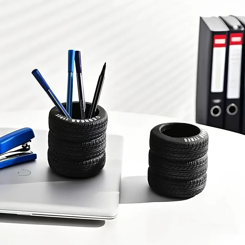 Portapenne a forma di pneumatico - Organizer da scrivania in PVC