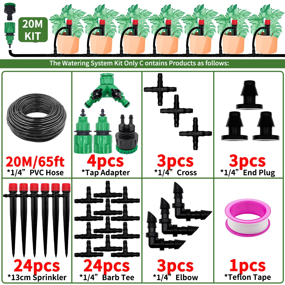 Kit Irrigazione a Goccia Automatico con Sprinkler 13 cm per Bonsai, Vasi e Serre