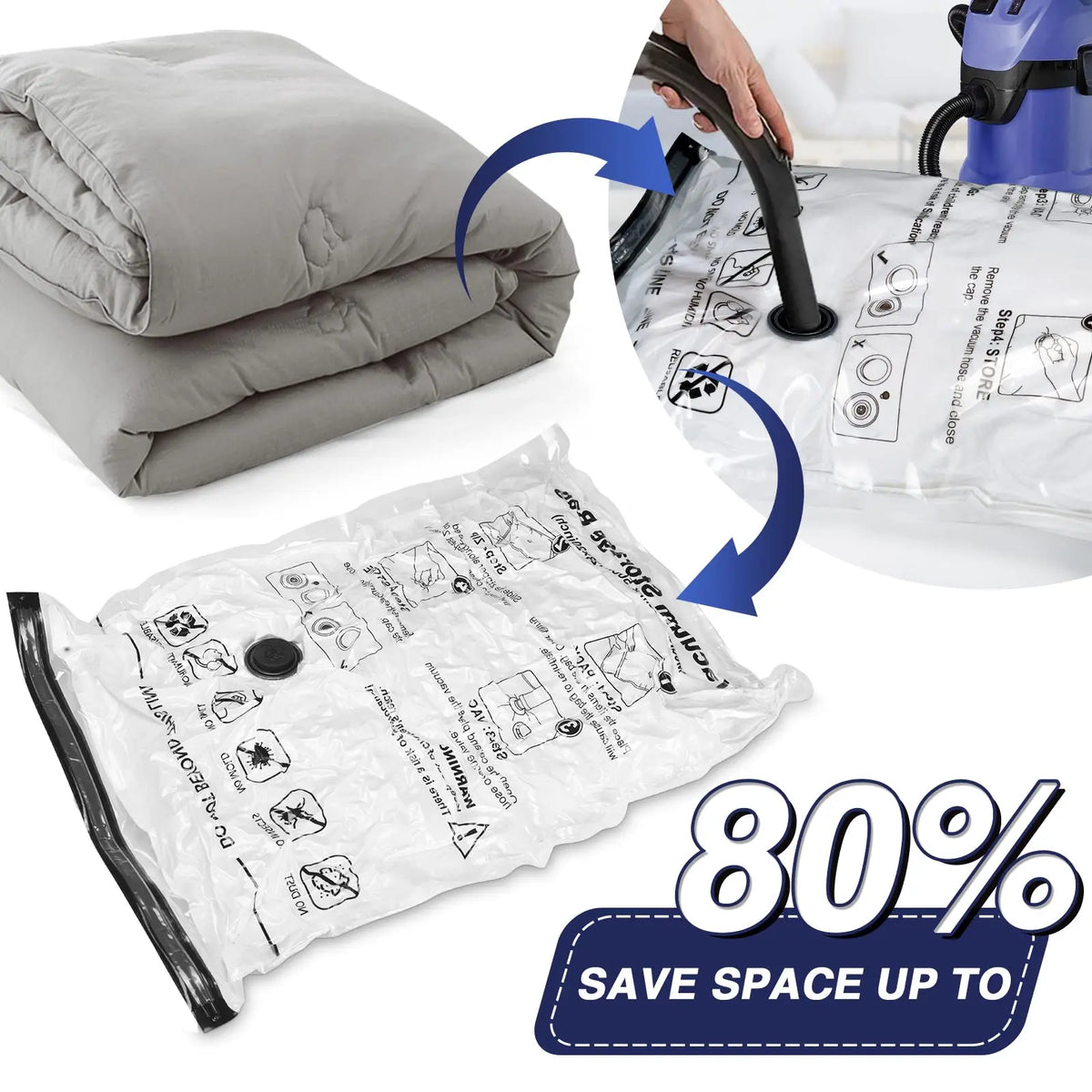 5 sacchetti sottovuoto compressori per coperte, biancheria e vestiti