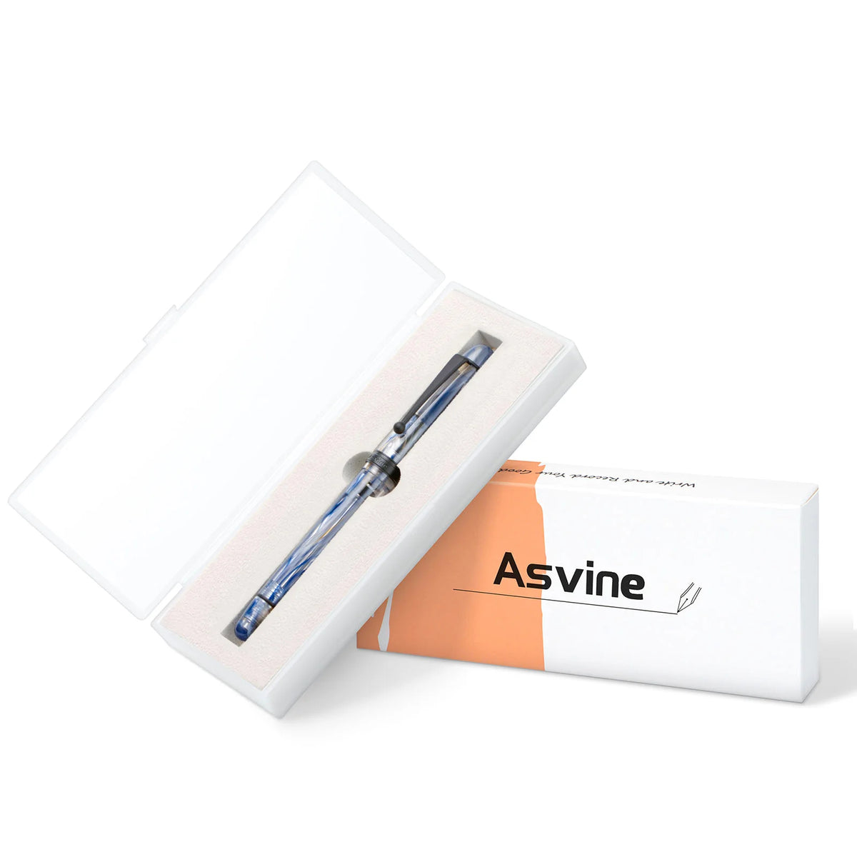 Asvine V126 Vacuum Filling Fountain Pen EF/F/M/ Stub 1.1 Nib, Transparent Brown/ Matte Gray, White Acrylic Writing Gift Set