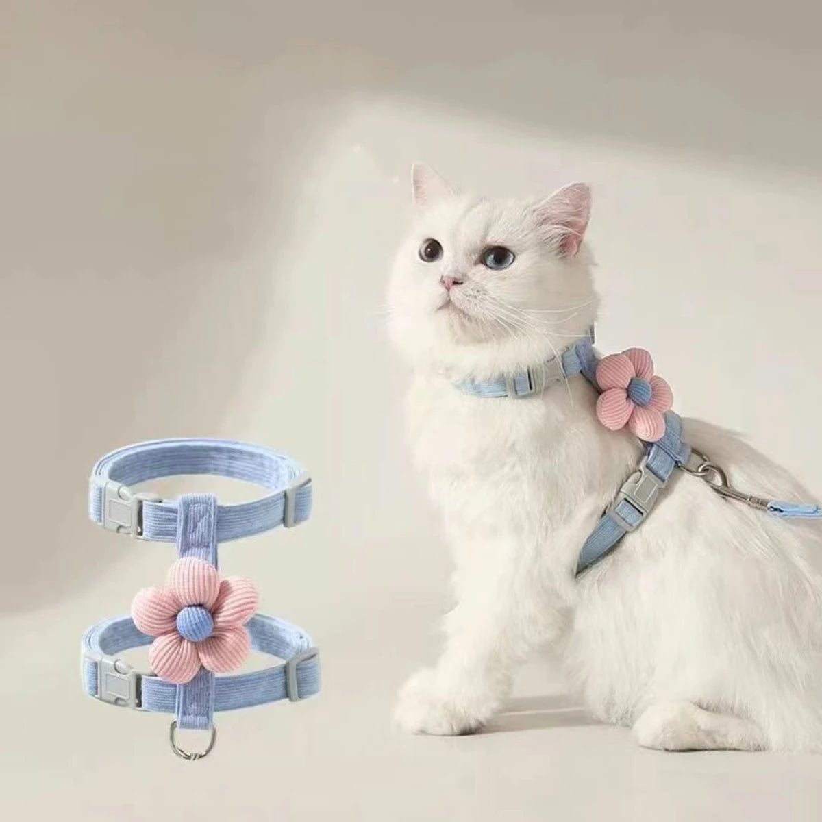 Set guinzaglio e pettorina regolabile per gatto – Comfort e sicurezza