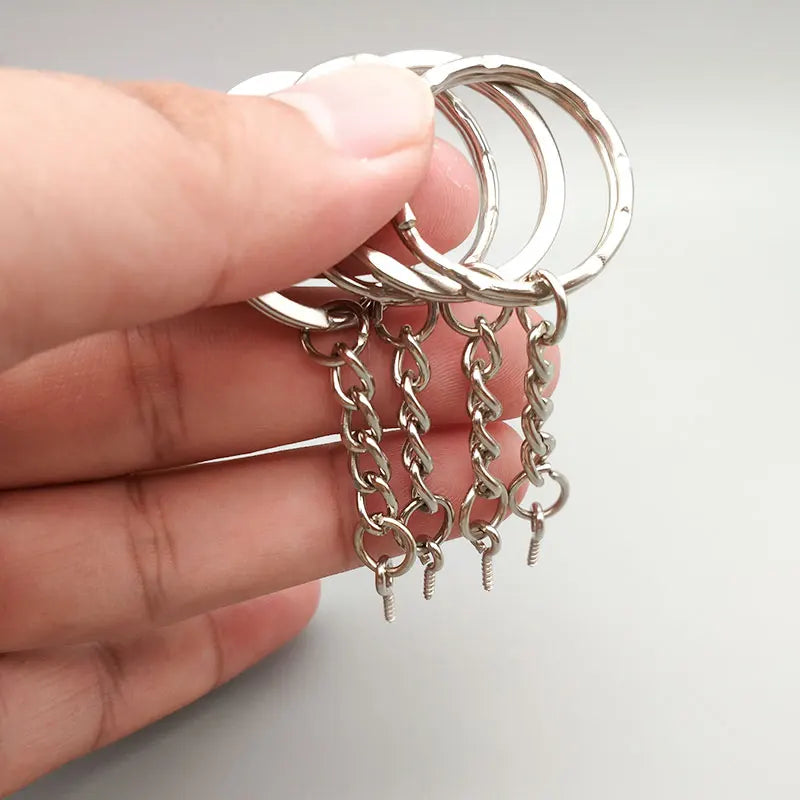 Metal Alloy Key Chain Rings Kit Metal Key Ring with Chain Jump Screw Pins Connector Accessories for DIY Jewelry Keychain Making