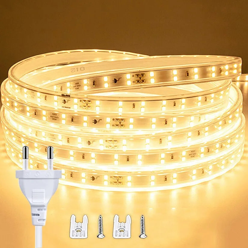 Striscia LED 220V 2835 Flessibile 1‑30 m con Spina EU – Illuminazione Waterproof