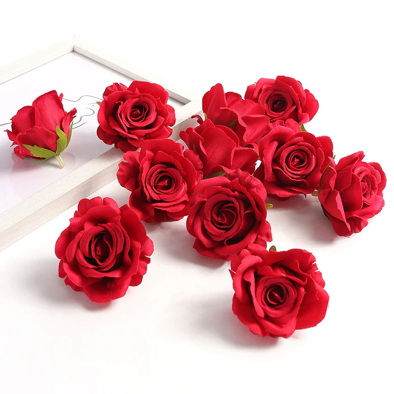 5/10pcs Rose Artificial Flowers Silk Fake Flower for Home Room Decor Wedding Decoration DIY Gift Wreath Candy Box Cake Ornament