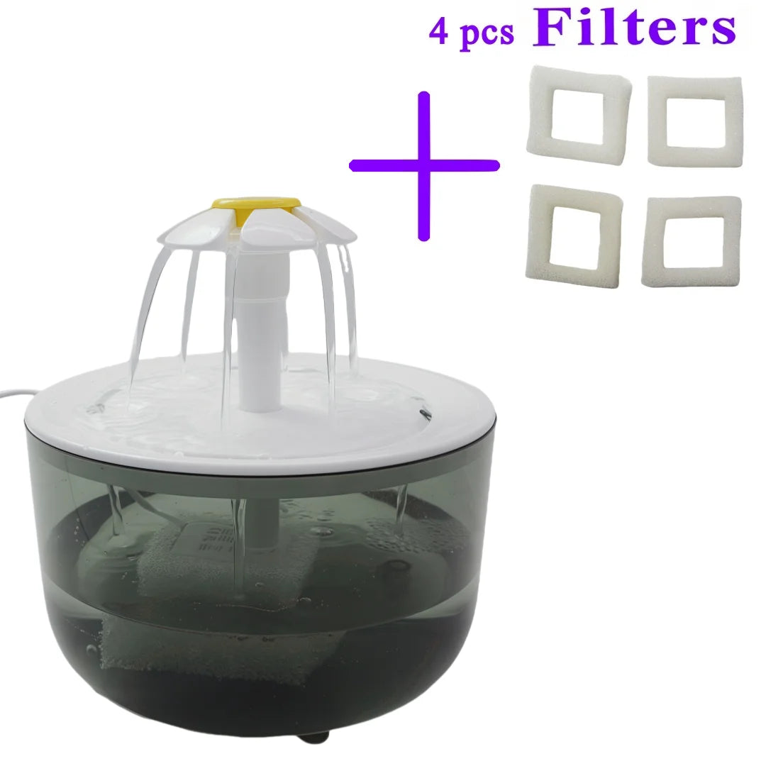 Fontana d'acqua per gatti 1200 ml con filtro 4‑stadio e ricarica USB