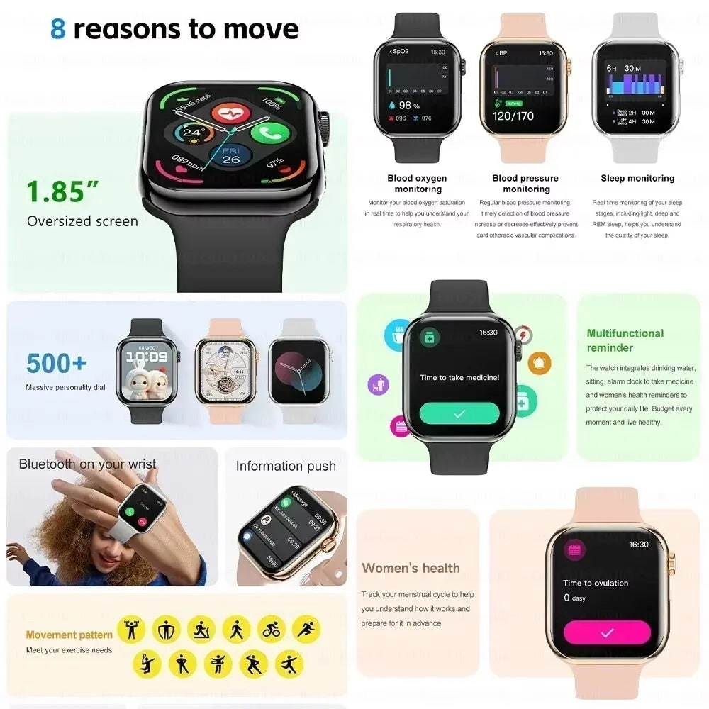 Smartwatch 2026 GPS per Apple, AMOLED HD 1.9", 10 sport, impermeabile IP68,…