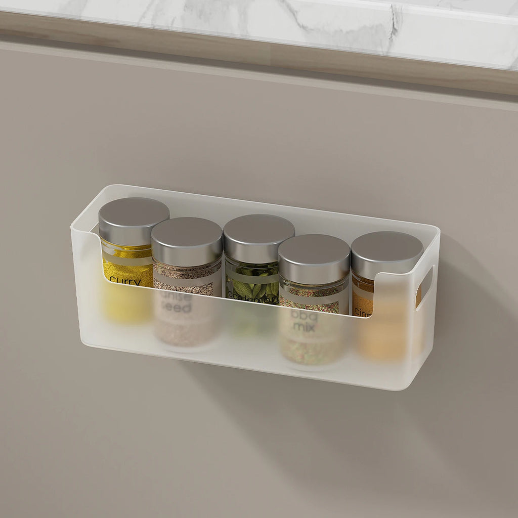 WORTHBUY Wall Mounted Punch Free Self Adhesive Storage Rack Holder Cabinet Door Plastic Organizer Shelf Kitchen Accessories