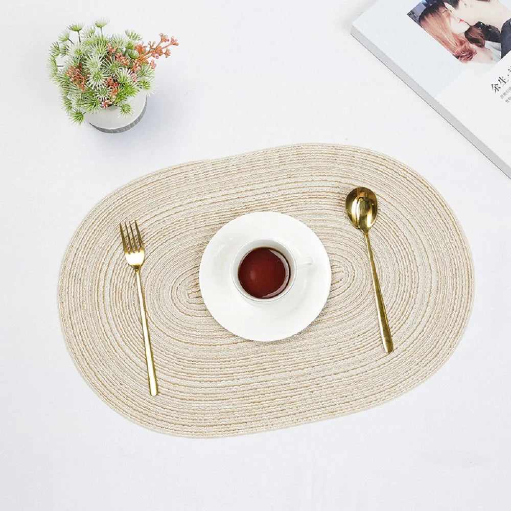 Tovagliette Ovale Intrecciate in Eco-Poliestere – Set da 1, 4, 6 o 10 pezzi