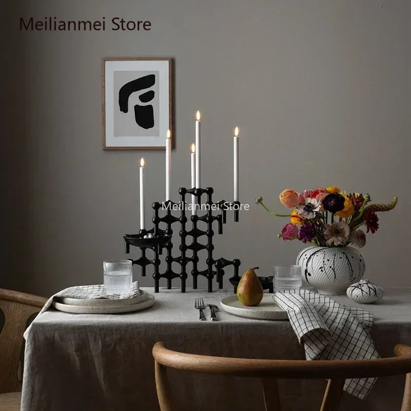 Molecular Structure Metal Candle Holder Nordic Gold Candlestick Centerpiece Living Room Decoration Gift Home Decore Candelabra