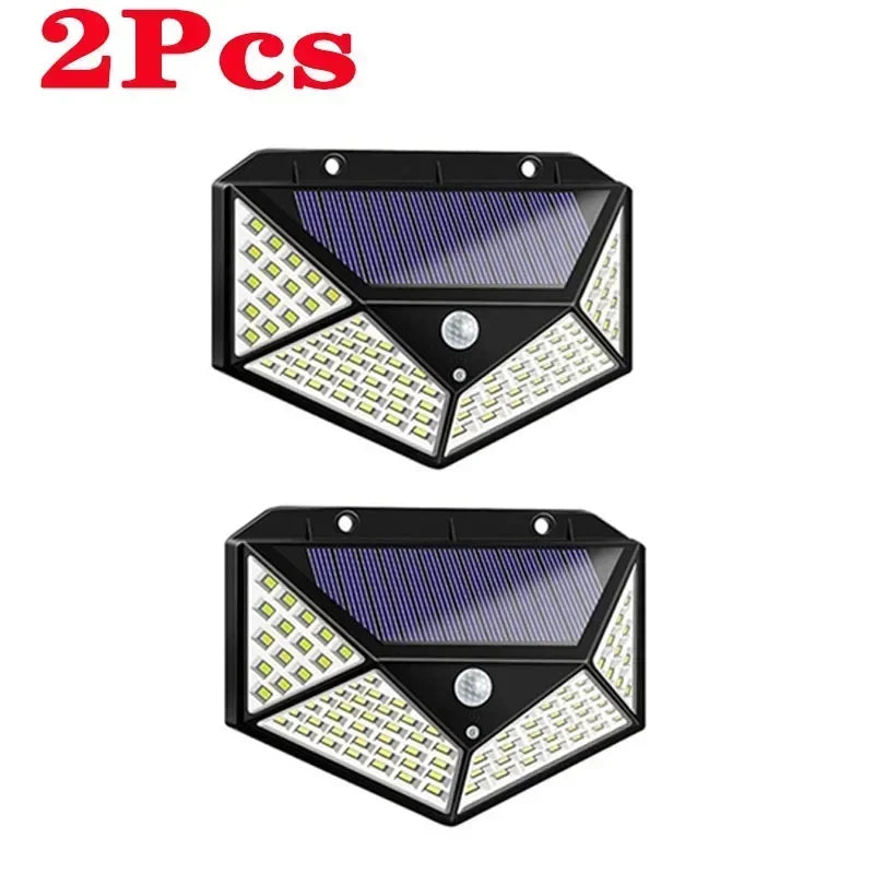 1/2/4 Pack 100‑LED Solar Wall Lights – Outdoor Solar Lamp with Motion Sensor, Solar‑Powered Street Light for Garden Night Lighting