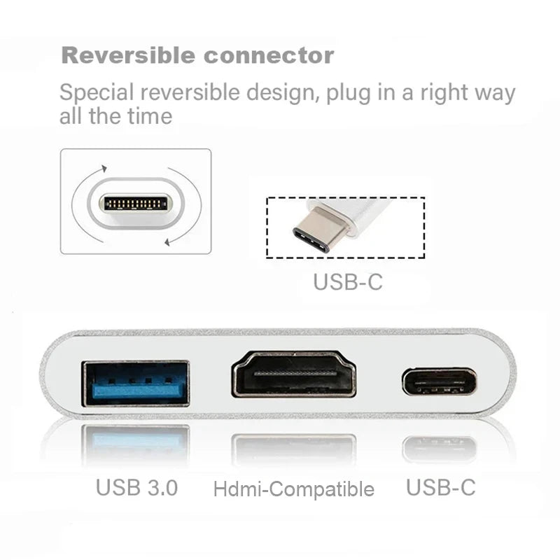 USB C Hub to 4K HDMI-Compatible PD Charging Dock USB 3.0 Type C  for Macbook iPad Huawei Xiaomi Samsung S20 Dex HDTV Projector