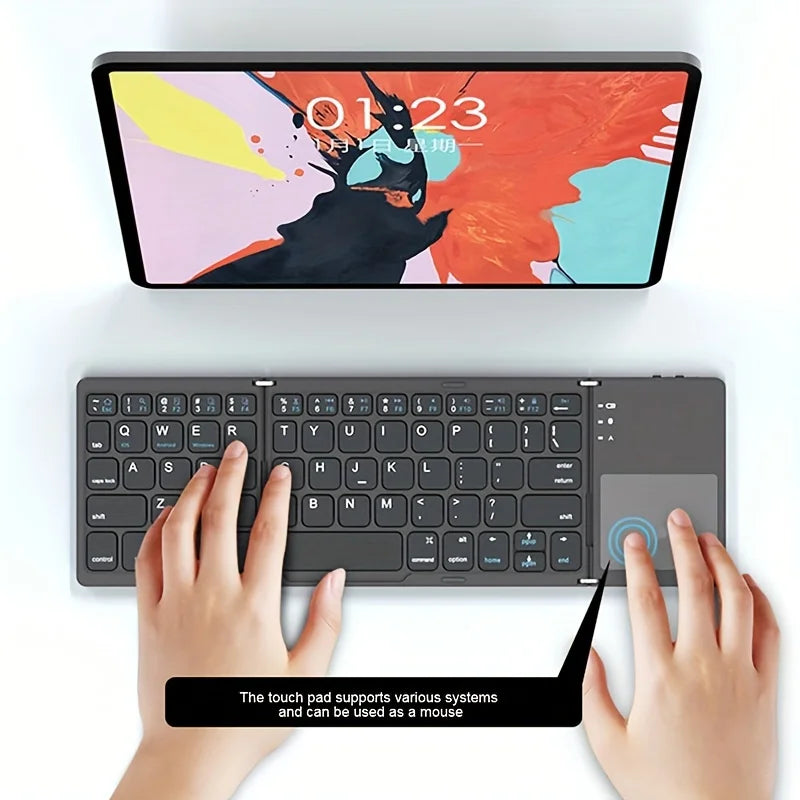 Keyboard Bluetooth pieghevole con touchpad, mini wireless ricaricabile per…