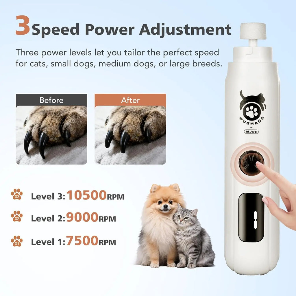 Cartella Elettrica per Unghie Animali 3 Velocità, Display Digitale, USB-C