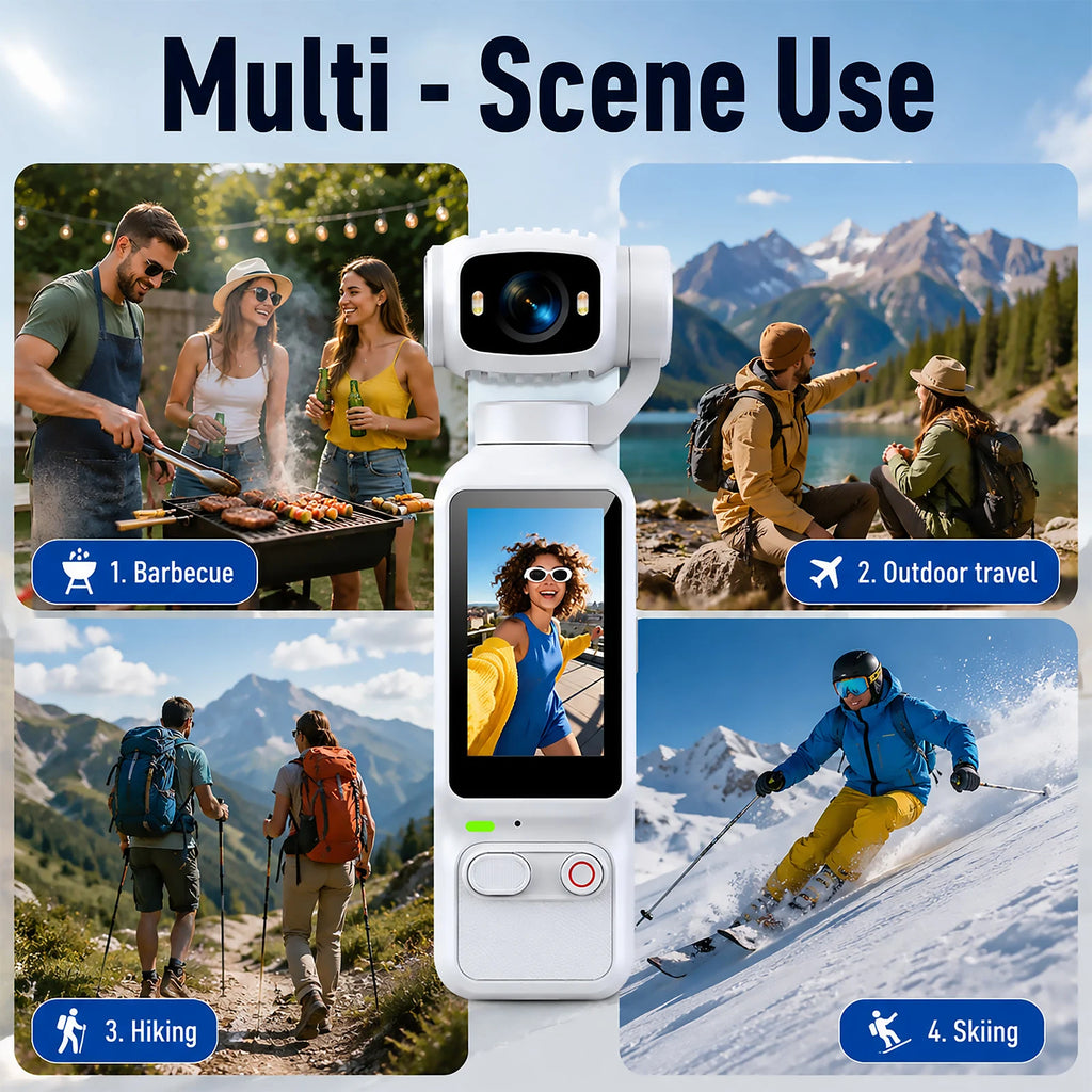 Action Camera 4K Rotante 180° con Schermo 1.97" e Batteria 1800mAh