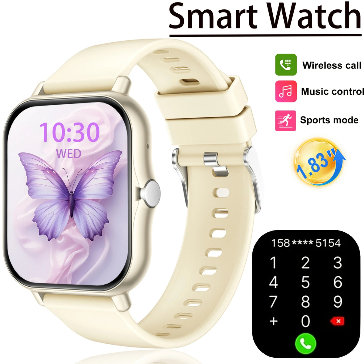 Smartwatch sportivo full‑screen 1.8" con chiamata wireless e monitor del sonno