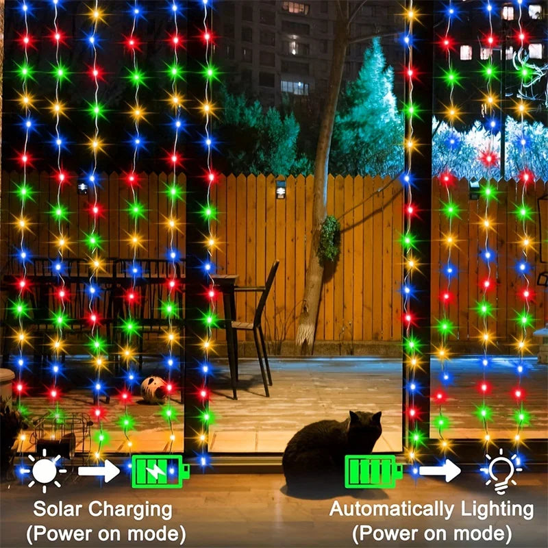 Luce LED solare a tenda con filo di rame – Ideale per giardino, matrimoni e…