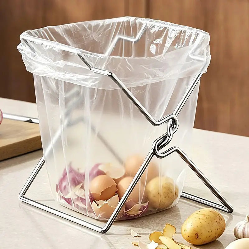 Supporto per Sacchetti della Spazzatura in Acciaio Inox Pieghevole per Cucina
