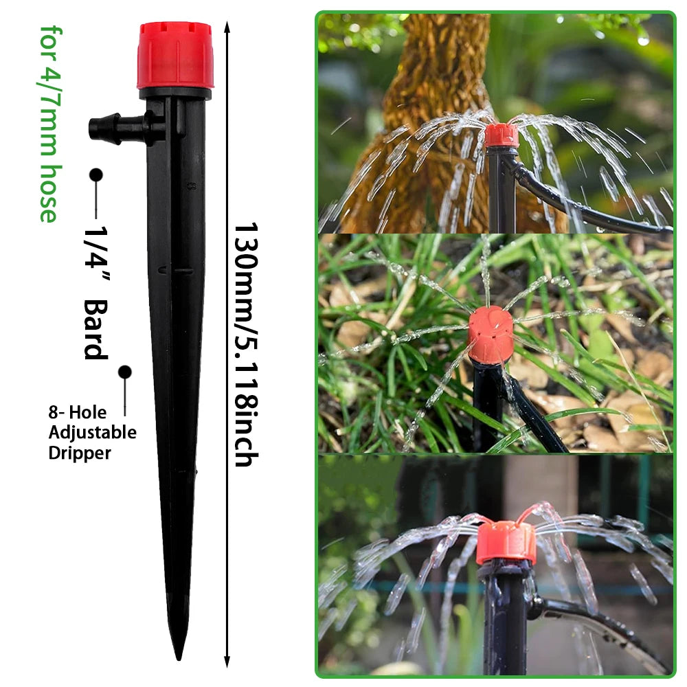 Kit Irrigazione a Goccia Automatico con Sprinkler 13 cm per Bonsai, Vasi e Serre