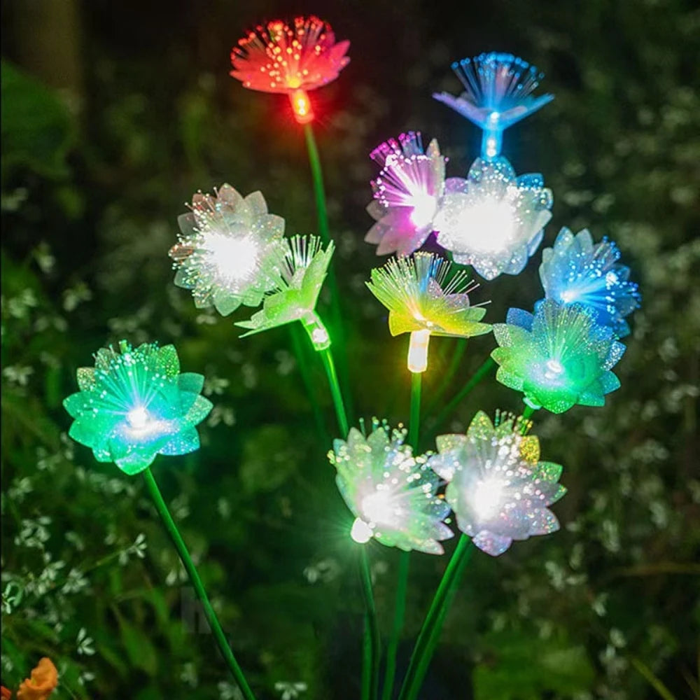 Luci solari a forma di fiore con fibra ottica, 6 teste, impermeabili per…