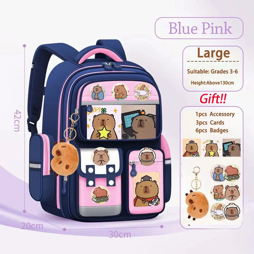 Sac à dos imperméable Capybara pour étudiants, grande capacité et bretelles ergonomiques