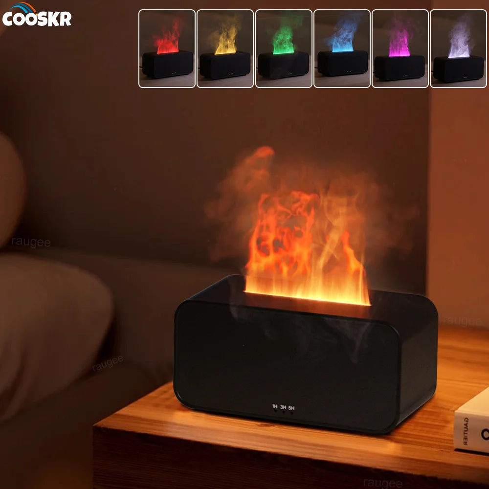 Diffusore Umidificatore Aroma a Fiamma con Luce LED e Timer – Mini 120 ml