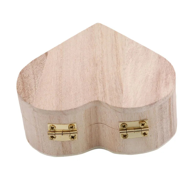 New Arrive Storage Boxes Heart Shape Wood Box Jewelry Box Wedding Gift Home Storage Bin Earrings Ring Box Makeup Wood Case Gift