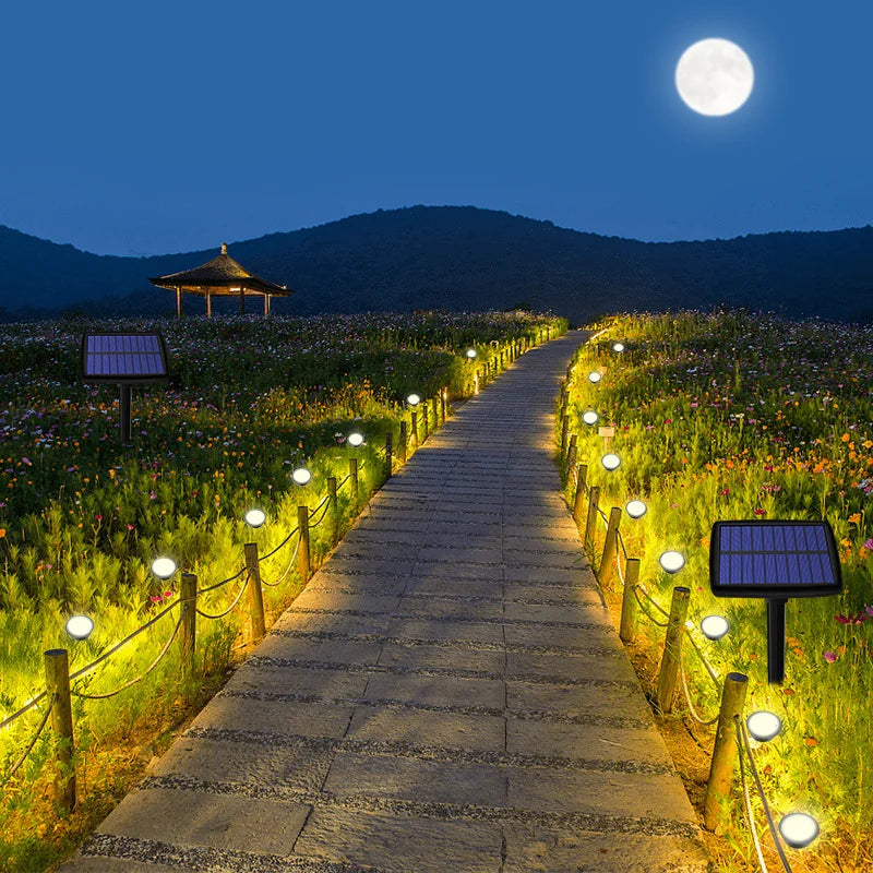 10 in 1 Solar Garden Lights Outdoor LED Lawn Stake Lights Waterproof Landscape Pathway Lamp Warm White Yard Patio Decoration
