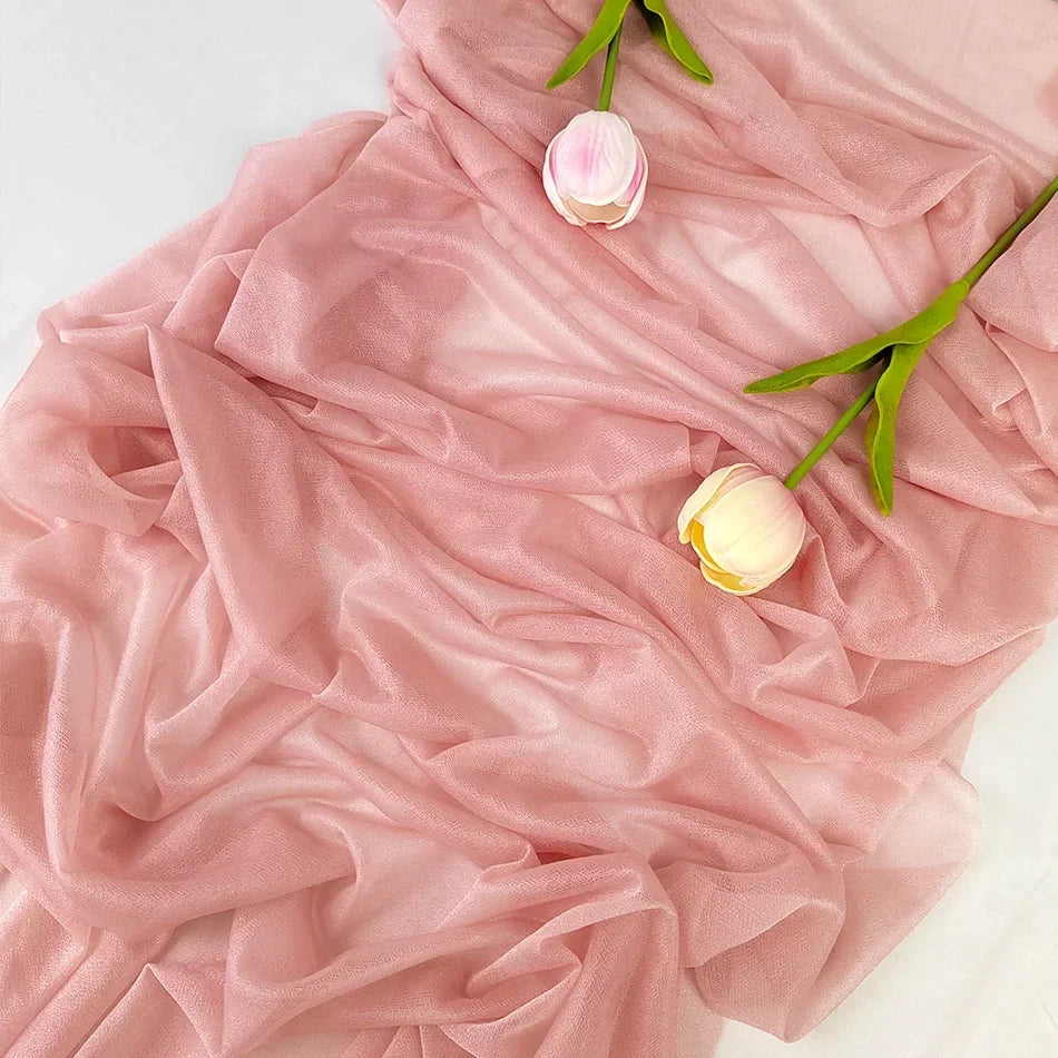 Chiffon Table Runner Boho Sheer Fabric for Wedding Decoration Arch Overlay Draping Decoration Birthday Party Table Decor