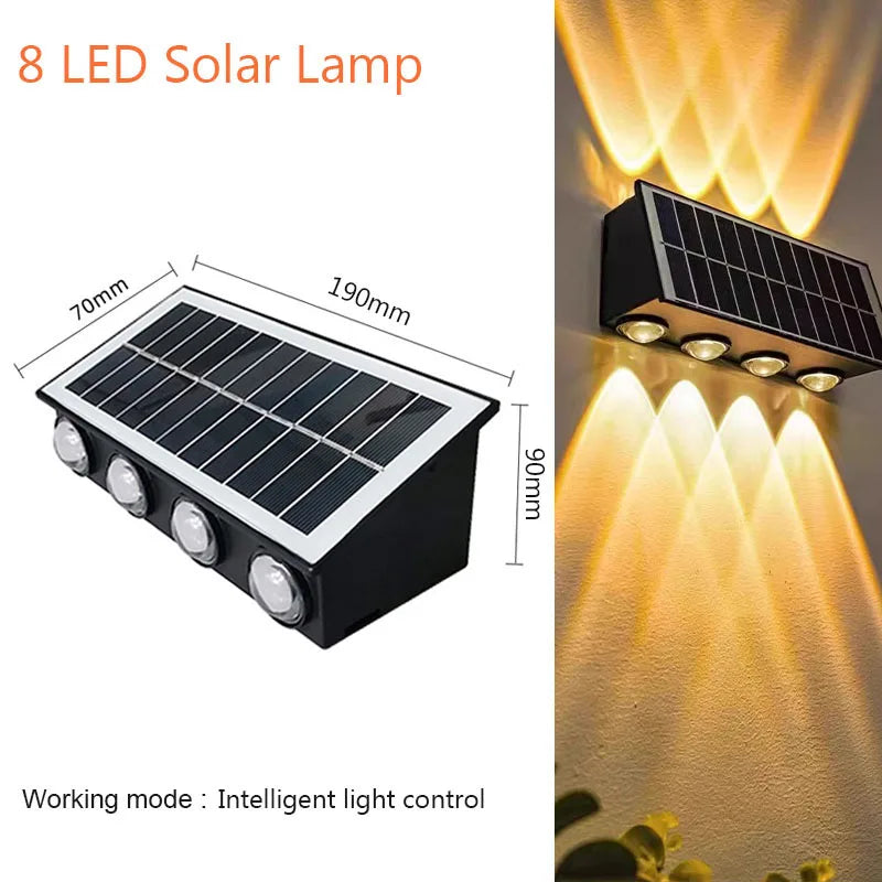 Lampada da Parete Solare 4/6/8 LED Waterproof IP67 per Giardino e Cortile