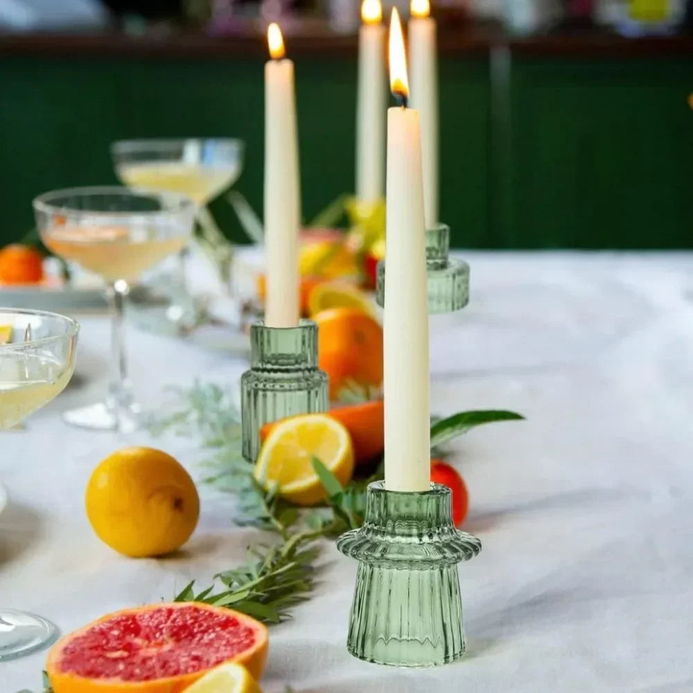 Set 3 portacandele in vetro a cono doppio lato, per matrimoni e decorazioni