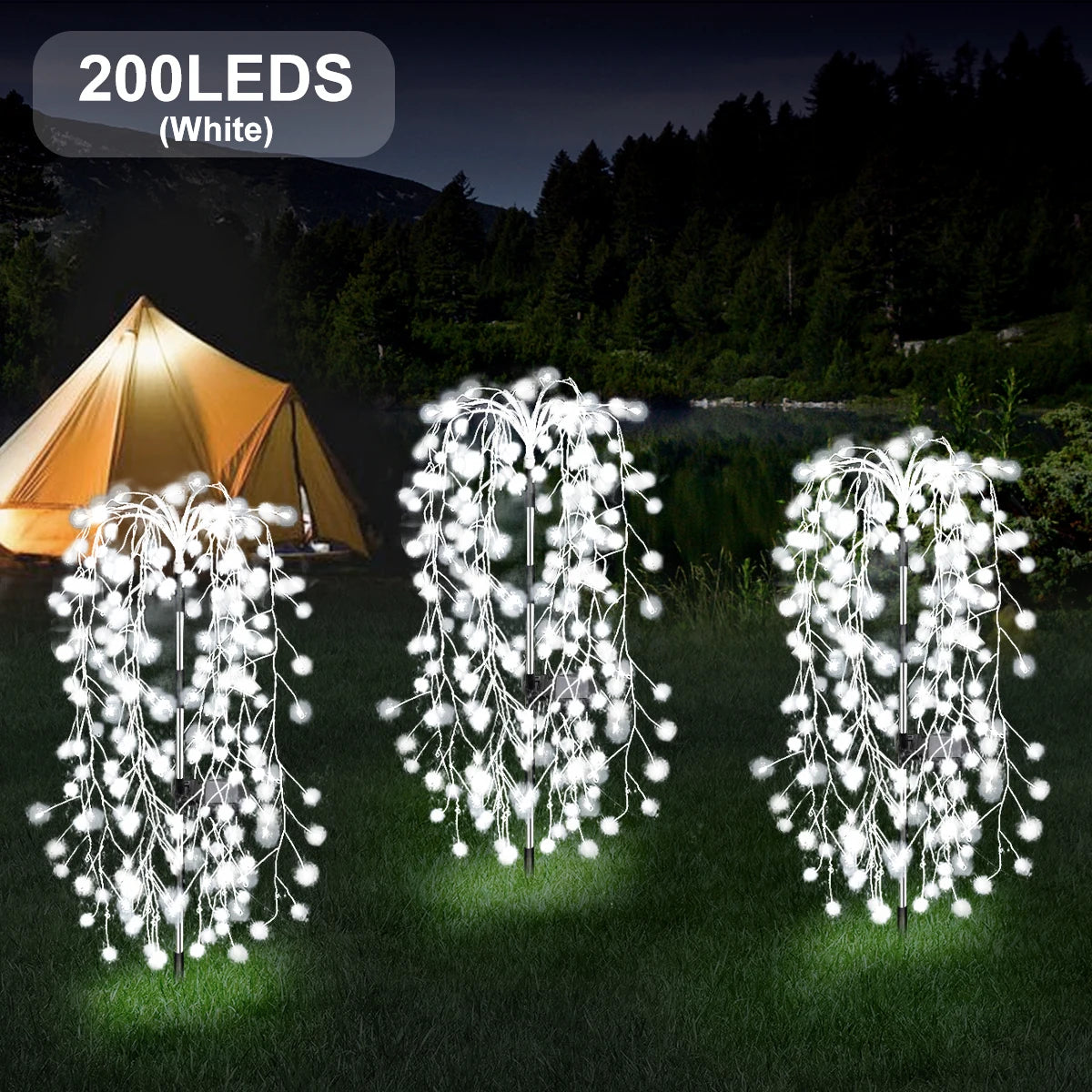 Luci LED solari 200/120 per esterno, decorazione fuochi d'artificio impermeabile