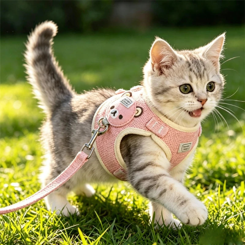 Imbracatura regolabile per cani e gatti con guinzaglio 120 cm – Mesh traspirante